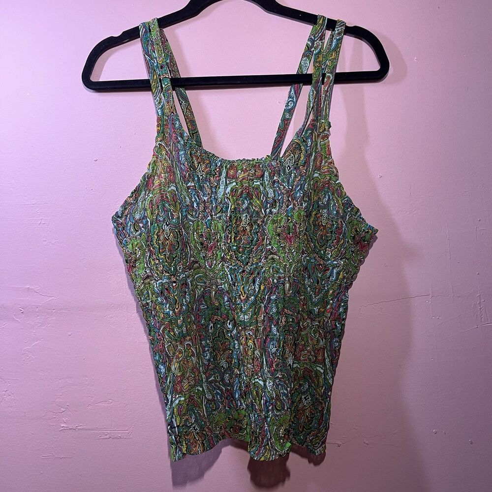 Vintage Y2K 90s Details Brand Crinkle Paisley Multicolor Top Blouse Size 1X